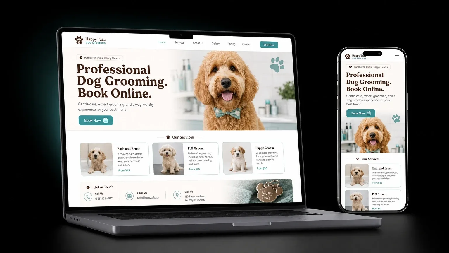 Dog groomer example site