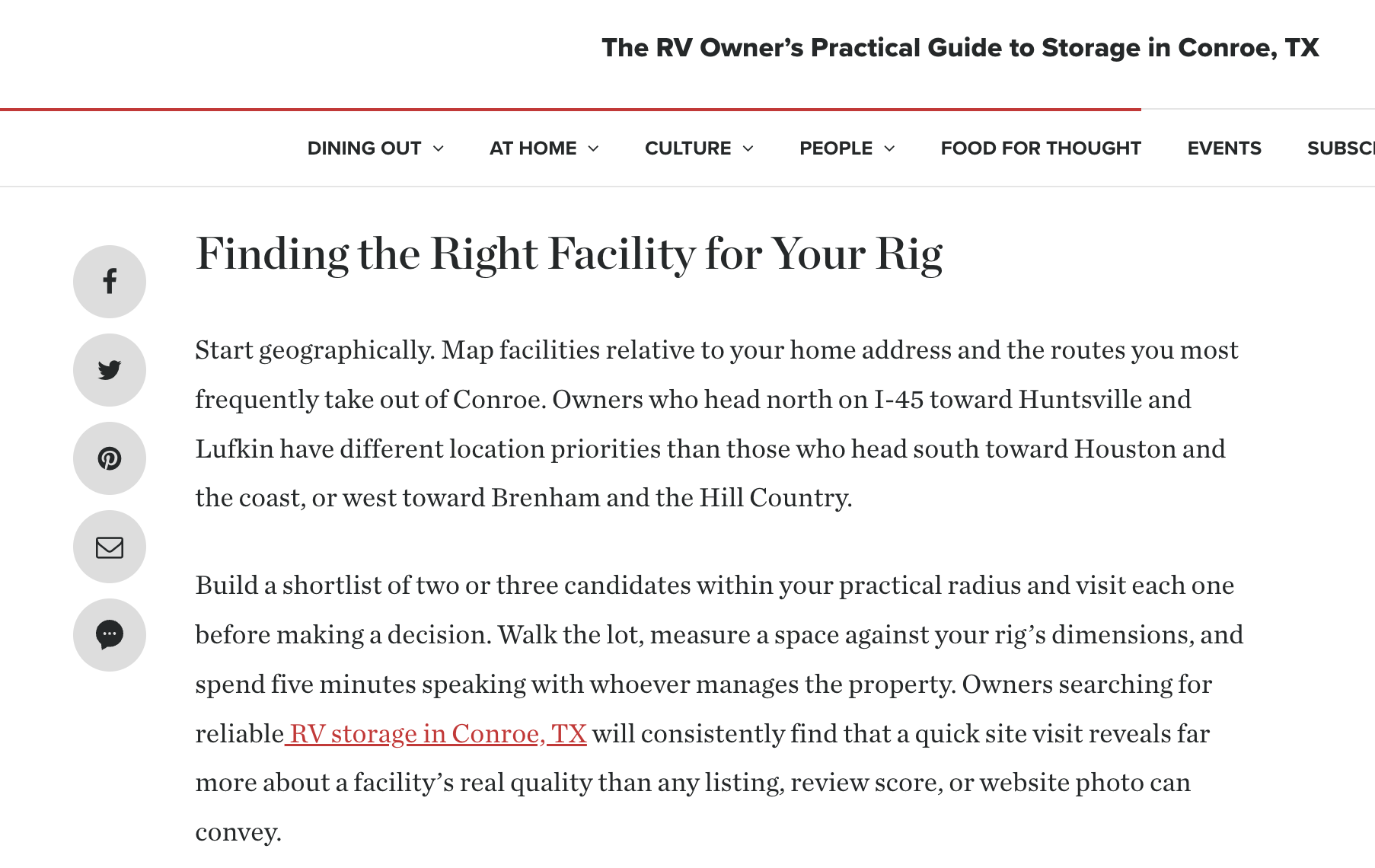 The RV Owner's Guide — The RV Owner's Practical Guide to Storage in Conroe, TX